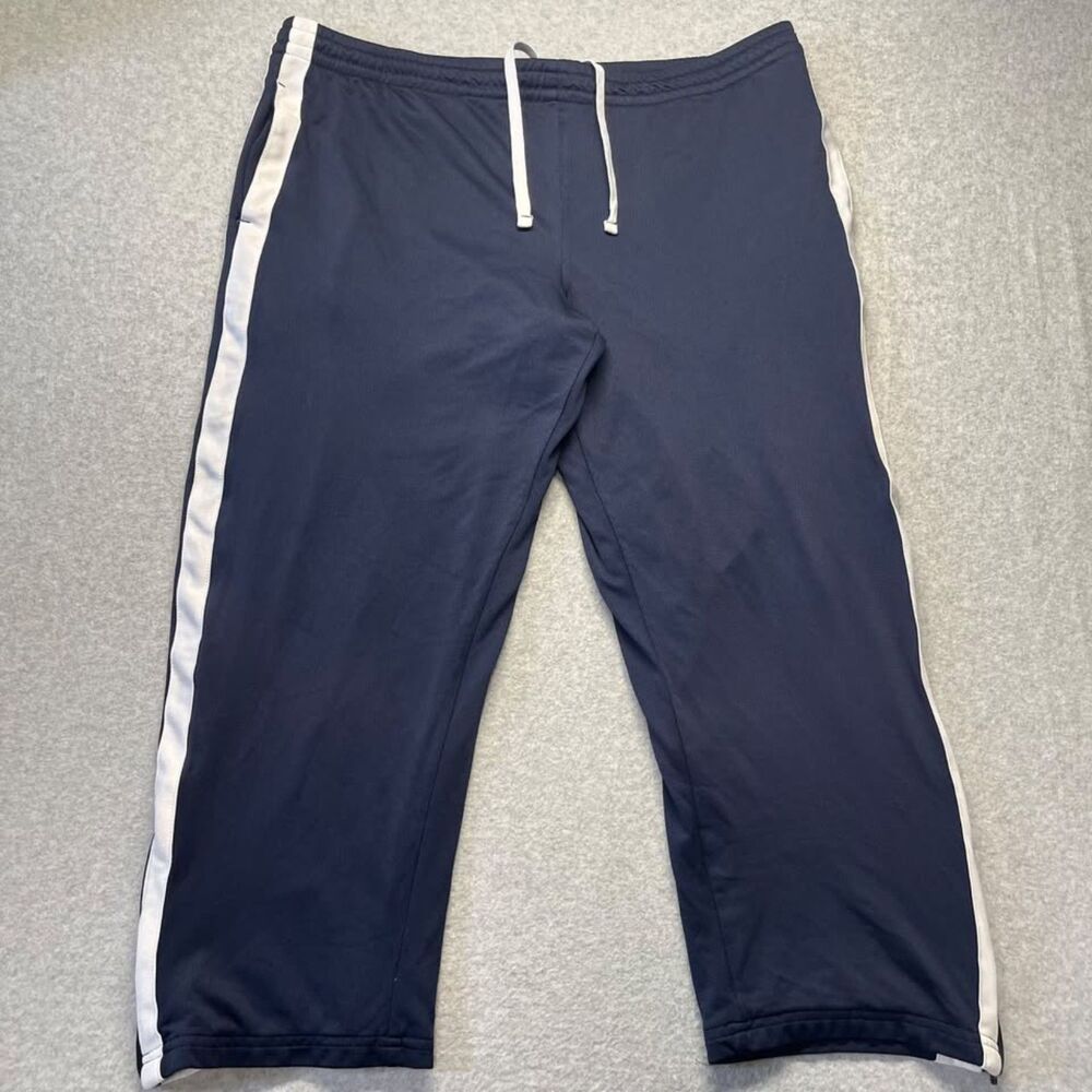 STARTER Men's Track Pants Large 36-38 Navy Blue White Side Stripe Drawstring
